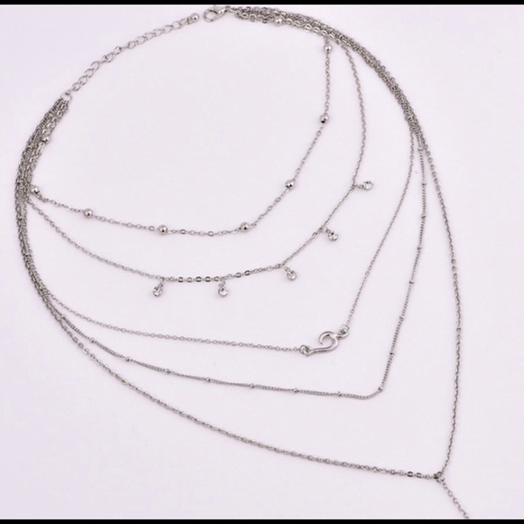 Bohemian silver sunburst 5 layer choker necklace - Picture 3 of 5